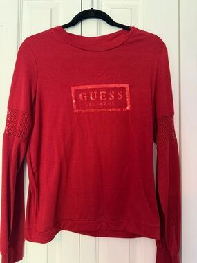 GUESS Red Sequin Logo Tee